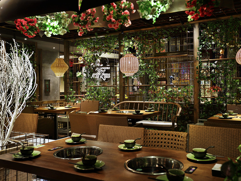 杭州花園餐廳火鍋店裝修設計案例